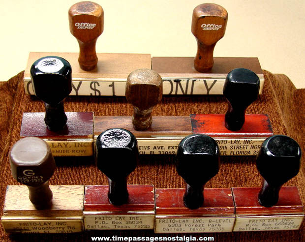 (9) Old Frito Lay Company Advertising Wooden Rubber Stamps
