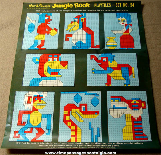 Colorful ©1967 Walt Disney Jungle Book Character Toy Play Tiles Set
