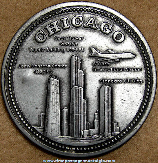 Old Chicago Illinois Advertising Souvenir Medal Paperweight