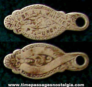 Small Old Engraved Ornate Metal Key Tag Charm