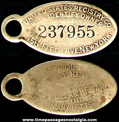 Old Numbered Metal Identification Key Tag Fob or Charm
