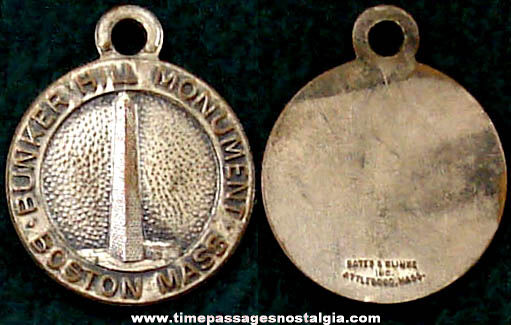 Old Bunker Hill Monument Advertising Souvenir Key Chain Fob Charm