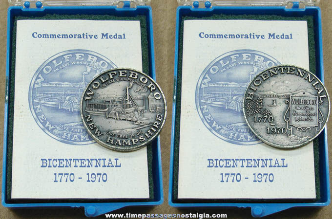 Boxed 1970 Wolfeboro New Hampshire Bicentennial Commemorative Medal Coin