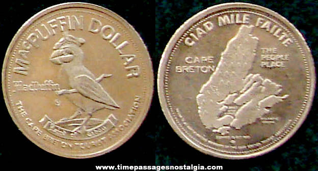 1975 Cape Breton Canada MacPuffin Dollar Token Coin