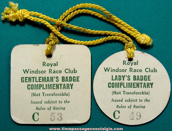 (2) 1968 Royal Windsor Race Club Advertising Badges