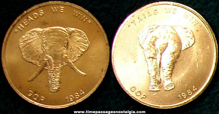 1984 Republican GOP Elephant Good Luck Token Coin