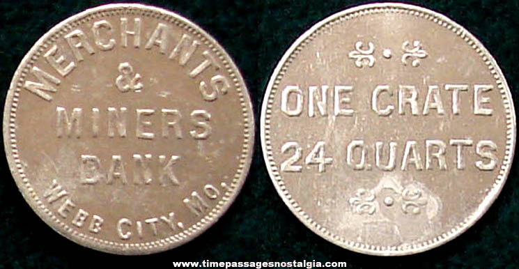 Old Webb City Missouri Merchants & Miners Bank Advertising Token Coin
