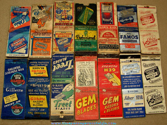 (14) Different Old Razor Blade Advertising Match Book Covers