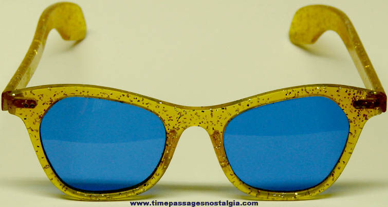 Old Pair of Ladies Plastic Frame Sun Glasses With Glitter