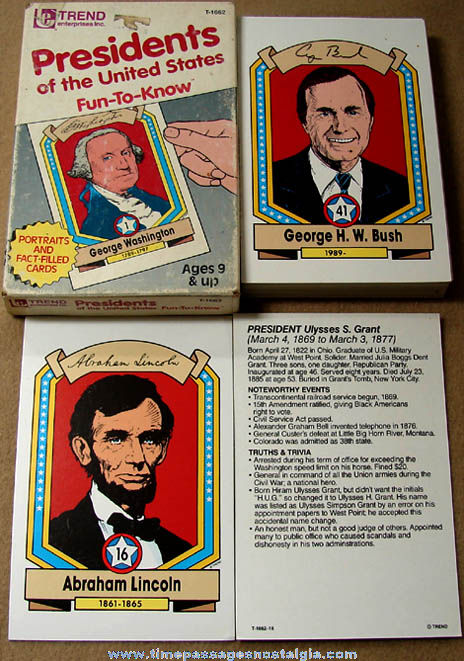 1989 Boxed Set of United States President Flash Cards