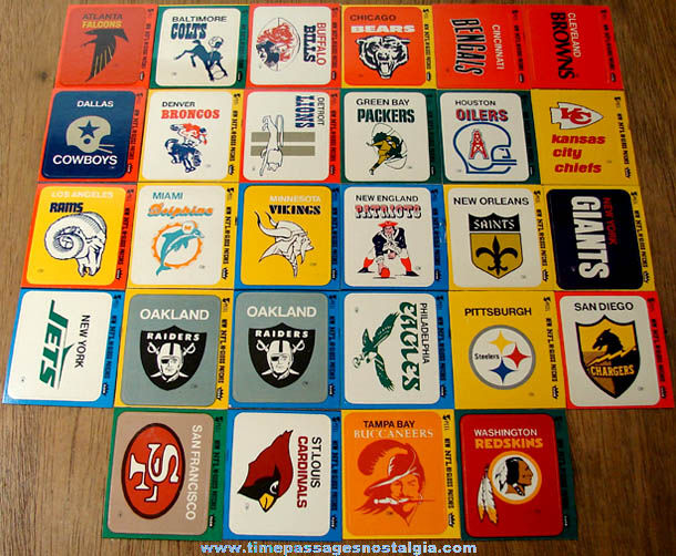(28) Unused 1970s Fleer Football Team Logo Sticker Trading Cards