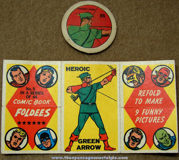 (2) Small Old Green Arrow Comic Book Character Items
