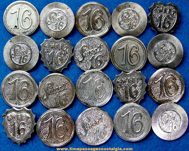 (20) Old Unused Sweet Sixteen Gum Ball Machine Prize Pins