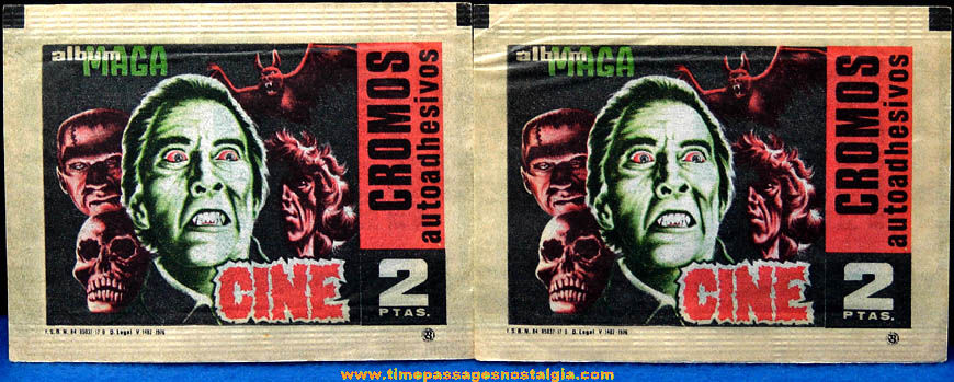 (2) Colorful Old Monster Trading Card Sticker Wrappers
