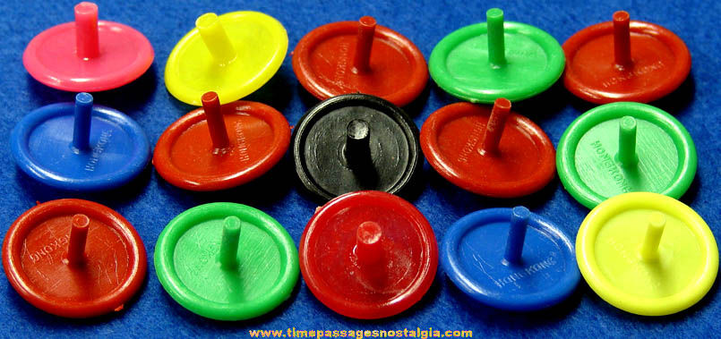 (15) Colorful Old Gum Ball Machine Prize Miniature Toy Spinning Tops