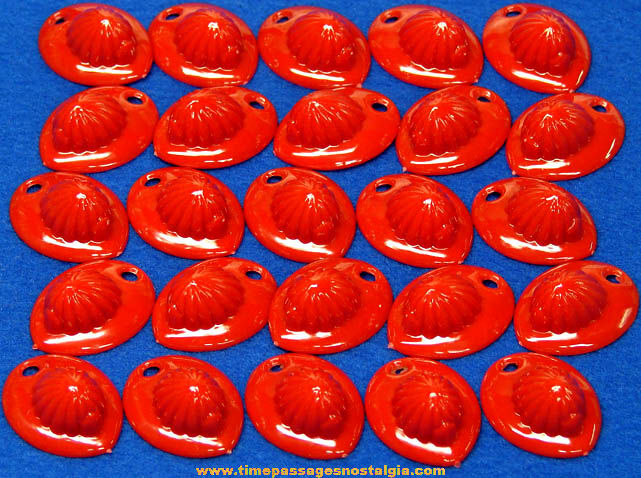(25) Colorful Old Cracker Jack Toy Prize Fireman Helmet Charms