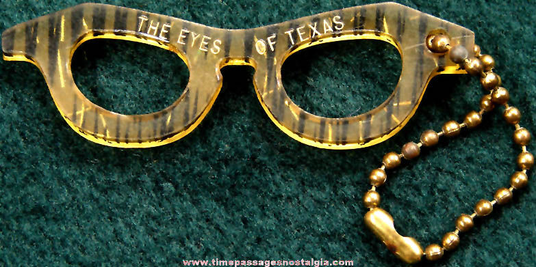 Old Eyes of Texas Souvenir Plastic Eyeglasses Key Chain