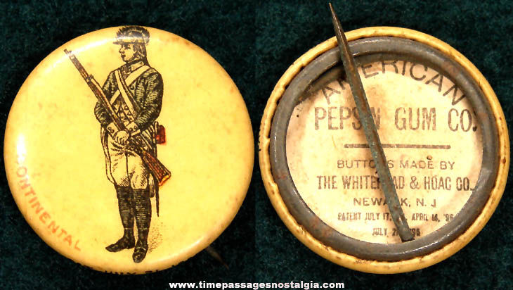 1896 American Pepsin Gum Advertising Premium Celluloid Pin Back Button