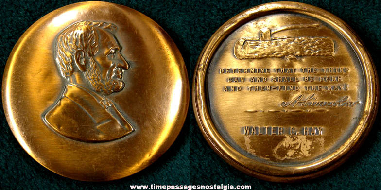 Old U.S. President Abraham Lincoln Copper Paper Weight Award