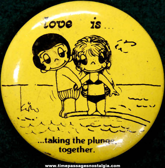 1970 Love Is... Newspaper Comic Strip Character Pin Back Button