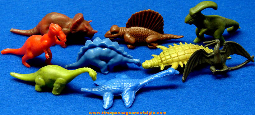 (9) Different 1957 Nabisco Cereal Prize Dinosaur Play Set Figures
