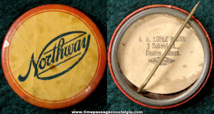 Old Northway Advertising Premium Celluloid Pin Back Button