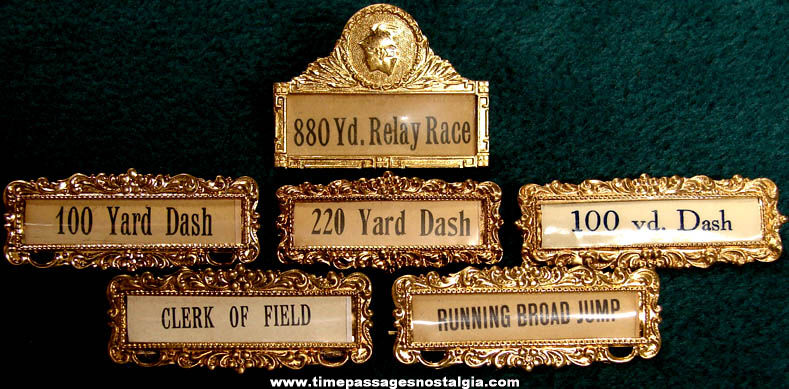 (6) Old Track & Field Sports Award Ribbon Bar Pins