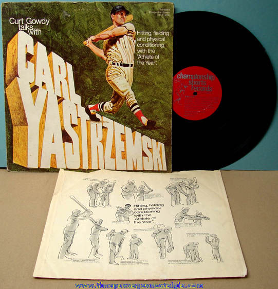 Old Curt Gowdy Talks With Carl Yastrzemski Baseball Record Album