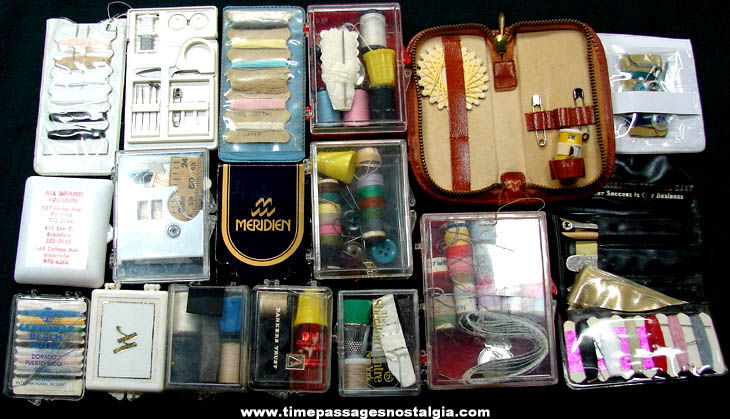 (17) Different Old Emergency Sewing or Mending Kits