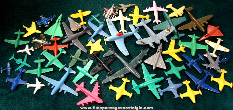 (50) Small Old Plastic Toy Military Airplanes