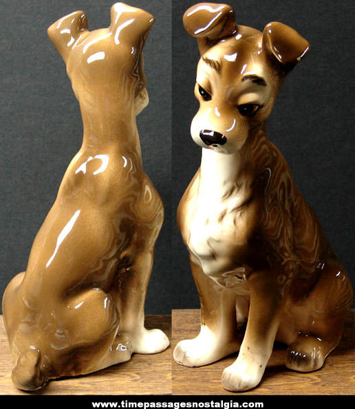 Old Walt Disney Ceramic Lady & The Tramp Dog Character Figurine