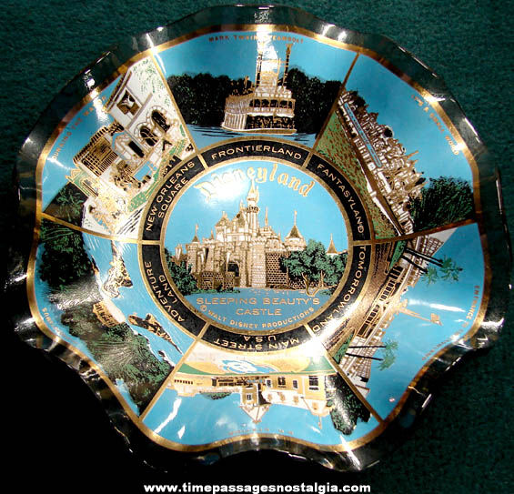 Old Disneyland Theme Park Advertising Souvenir Glass Tray