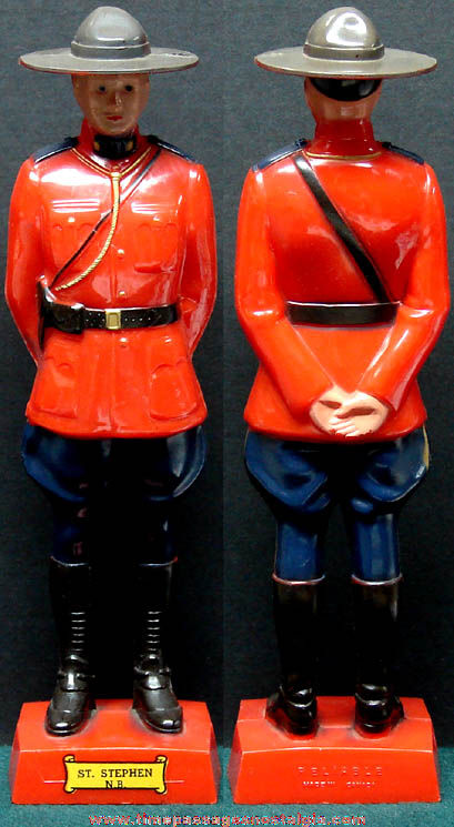 Colorful Old Hard Plastic Royal Canadian Mounted Policeman Souvenir Figurine