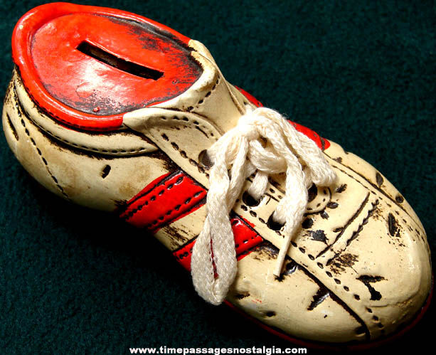 Old Painted Ceramic Sneaker or Tennis Shoe Coin Savings Bank