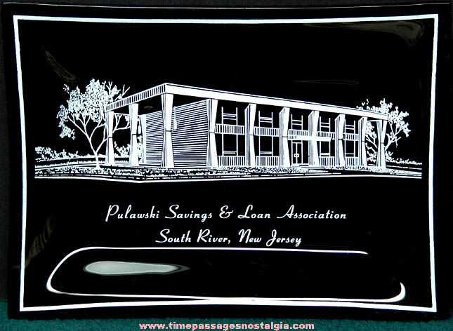 Old South River New Jersey Polish Bank Advertising Black Glass Tray