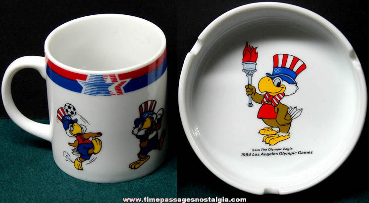 (2) 1984 Porcelain Sam The Olympic Eagle Advertisng Items