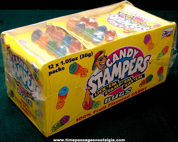 Old Unopened Case Box of (12) Candy Stamper Bugs Packages