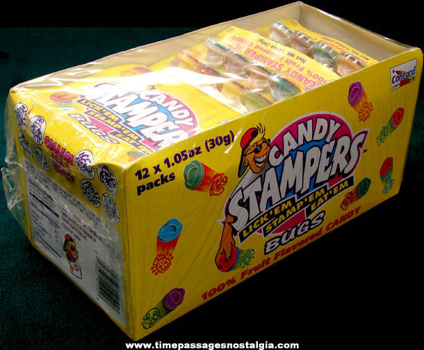Old Unopened Case Box of (12) Candy Stamper Bugs Packages