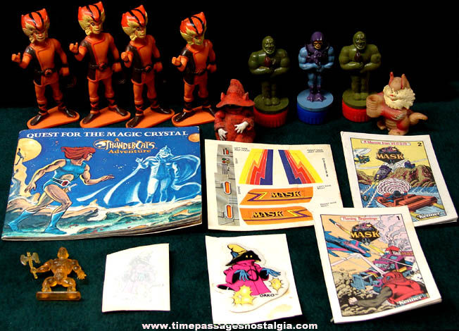 (16) Small 1980s Thundercats Mask & Heman Cartoon Character Items