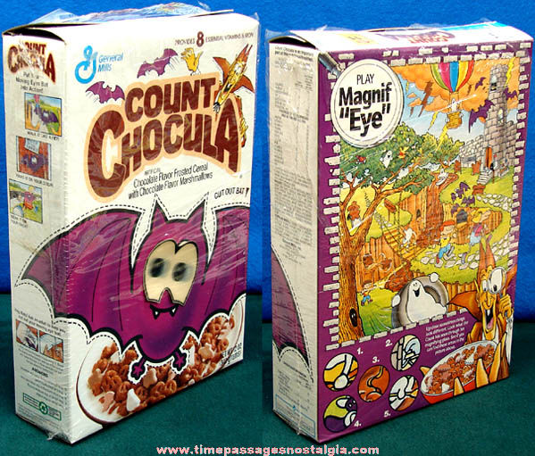 1992 Count Chocula Advertising Cereal Box With Cut Out Bat