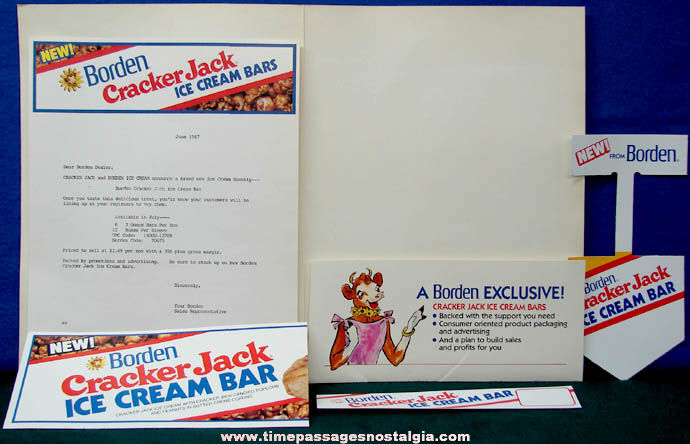 (6) 1987 Borden Cracker Jack Ice Cream Bar Advertising Items