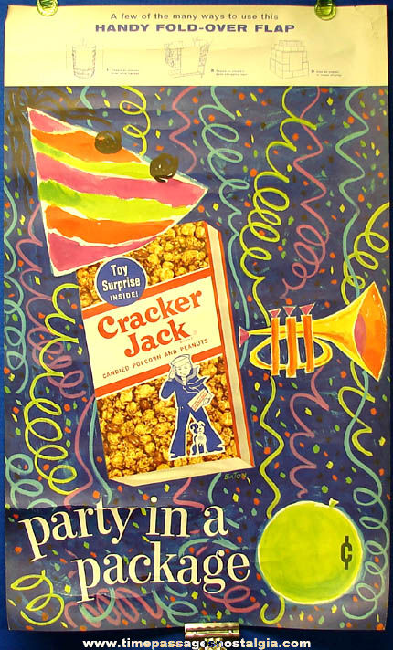 Colorful Old Unused Cracker Jack Party Advertising Store Poster