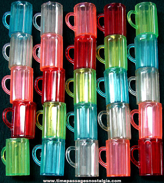 (25) Colorful Old Miniature Toy Plastic Beer Mugs