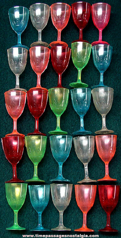 (25) Colorful Old Miniature Toy Plastic Wine Glasses