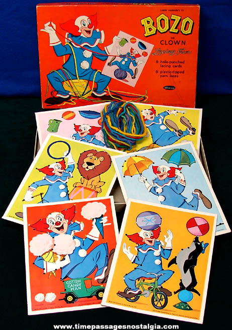 Colorful Boxed 1966 Bozo The Clown Whitman Lacing Fun Kit