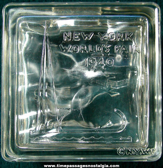 1940 New York World’s Fair Glass Center Advertising Souvenir Coin Savings Bank