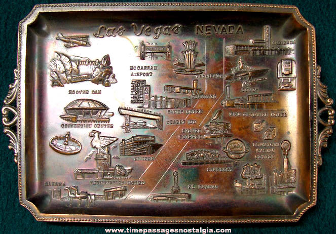 Old Las Vegas Nevada Advertising Souvenir Metal Tray