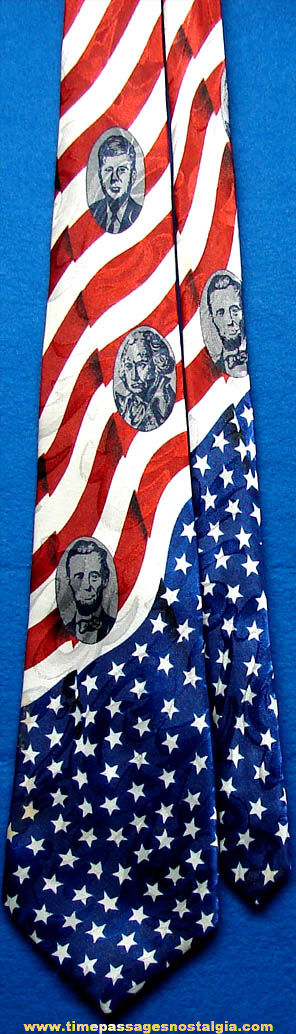 Colorful United States President & Flag Silk Neck Tie