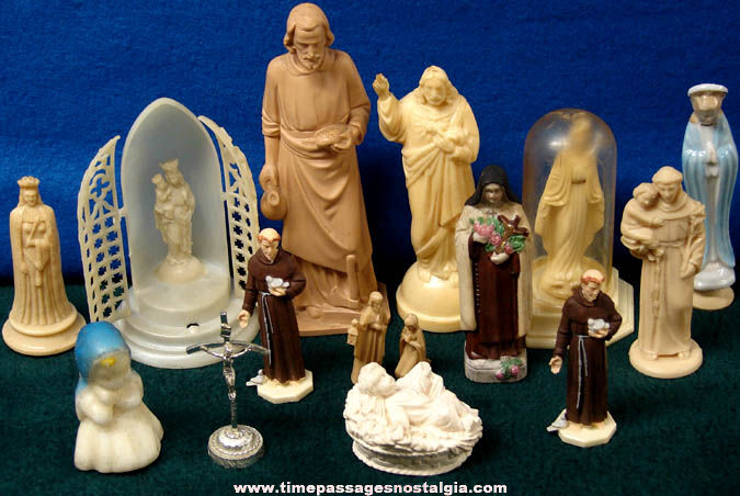 (15) Old Christian or Catholic Miniature Religious Figures