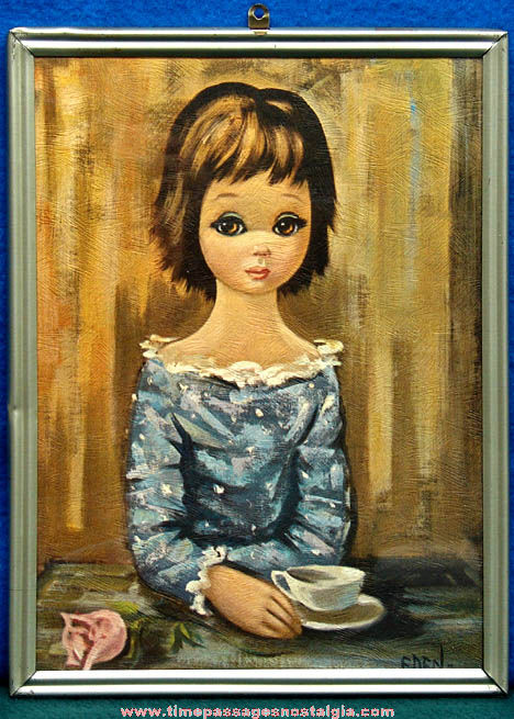 Small Framed 1960s Eden Big Eyed Young Lady Art Print
